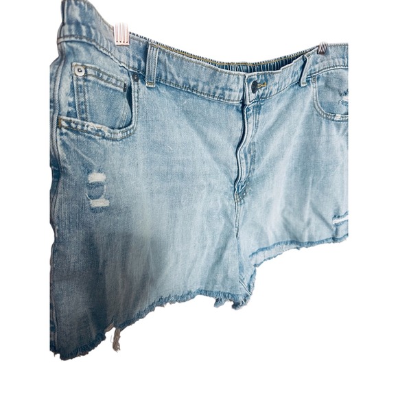 aerie Pants - Aerie XXL Light Wash Distressed Denim Shorts Elastic Back Frayed Hem XXL